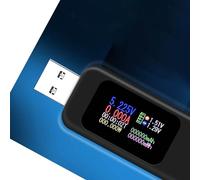 Chrees Tester USB Display LCD Misuratore USB Misuratore di Potenza di Tensione Corrente Capacità Monitor di Temperatura con Schermo a Colori per Caricabatterie Cellulare (#2)