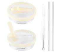 CHRI 2 coperchi a tenuta stagna per 30oz stanley cup, per coperchio Stanley Cup 2.0 (ricambio 0,89 l), con 2 cannucce e 1 spazzola per la pulizia (2 pezzi bianco, 30 oz)