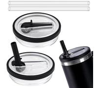CHRI 2 coperchi di ricambio per Stanley Cup, accessori per coperchio stanley cup con 2 cannucce di ricambio (2 pezzi nero, 40oz)