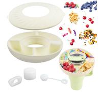 CHRI Ciotola per snack Stanley Cup 40oz, piatto per snack con coperchio e cannuccia, accessori per Stanley Cup (4 scomparti, colore beige