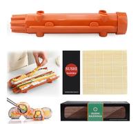 CHRI Sushi Maker Bazooka, set per sushi fai da te, sushi Roller Maker Sushimaker Bazooka e tappetino in bambù per principianti (arancione)