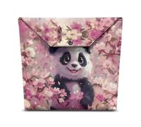 Chririnla Manica del libro del panda del fumetto con fiore di ciliegio rosa,Borsa cosmetica Panda delle donne,Valigetta da lavoro