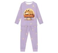 Chririnla Pigiama per bambine dai 3 ai 16 anni, a maniche lunghe, 2 pezzi, unisex, Capibara ai funghi, 13-14 Years
