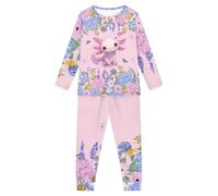 Chririnla Pigiama per bambini da 3 a 16 anni, a maniche lunghe, 2 pezzi, Axolotls Fiore Rosa, 7-8 Years