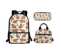 Chririnla Set di 3 zaini per la scuola per bambini dai 7 ai 10 anni, scatola termica per il pranzo e astuccio, grande capacità, Fiore Rosa Cavallo, Zaino daypack