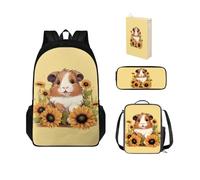 Chririnla Set di zaini per la scuola per ragazze dai 7 ai 10 anni, zaino grande con borsa per il pranzo e portapenne, copertina per libri, borsa per libri prescolari per rientro a scuola, Girasole e