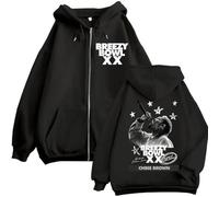 Chris Brown Breezy Bowl XX 2025 Tour Felpa con Cappuccio E Zip da Uomo E da Donna Hip-Hop retrò Felpa Moda Casual Nero Giacca-R||4X_l