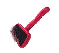 Chris Christensen Karben II, spazzola per cani rossa - districante delicato ed efficace - spazzola per rimuovere il pelo del cane, leviga e raddrizzare il pelo - perni morbidi imbottiti con manico