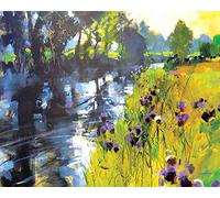 Chris Forsey, Stampa su Tela con Motivo Sole e Campo di Cardi, in Cotone, Multicolore, Dimensioni: 1,80 x 40 x 50 cm