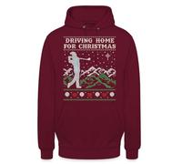 Chris Rea - Felpa con cappuccio e scritta "Driving Home for Christmas Golf | Ugly Christmas Natale", bordeaux, XL