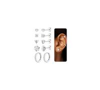 Chriscoco 5 Paia Set Orecchini Donna Argento 925 Piccoli Orecchini Cerchio Argento 925 Anallergici Orecchino Oro con Fiore Zirconia Cuore per Donna Ragazza