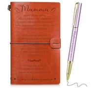 Chrisfall Regalo Mamma Compleanno Natale Diario Mamma Taccuino in Pelle con Penna Taccuino da Viaggio di 140 Pagine Idee Regalo per Matrigna Suocera Nonna