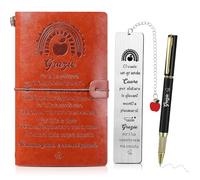 Chrisfall Set di Regalo per Grazie Maestre Regali Maestra Fine Anno Include Diario in Pelle Segnalibro in Acciaio Inox Penna Grazie per il Tuo Supporto nella Mia Crescita per Insegnanti Colleghi