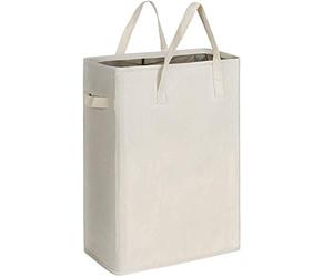 Chrislley Cesto Portabiancheria Sottile Ceste per la Biancheria Piccolo Secchi per la Biancheria Pieghevole Cesta Portabiancheria Salvaspazio Cesti Portabiancheria Stretto con Manici - 45L,Beige