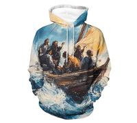 Christ Galilee Lake in The Storm - Felpa con cappuccio unisex a maniche lunghe con tasca, Stile:, 5XL