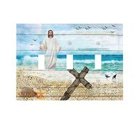 Christ Gesus Cross 3 Gang Triple Toggle Light Switch Copertura piastra elettrica Decirative Piastra di comando per bagno casa Decorare 17 cm x 4,8 cm Grande Jumbo Size