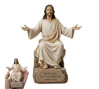 Christ Statue - Resin Religious Sculpture | Jesus Statue with Inspirational Verse | Handcrafted Tabletop Figurine for Church Home Living Room Office Desk Shelf Decoration Faith Christian Festival Gift