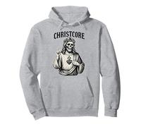 Christcore Skull Gesù Sacro Cuore Edgy Christian Metal Art Felpa con Cappuccio