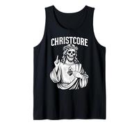 Christcore - Teschio di Gesù, Cuore Sacro, Design Cristiano in Metallo Canotta