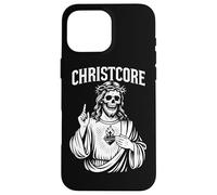 Christcore - Teschio di Gesù, cuore sacro, design cristiano in metallo Custodia per iPhone 16 Pro Max