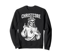 Christcore - Teschio di Gesù, Cuore Sacro, Design Cristiano in Metallo Felpa