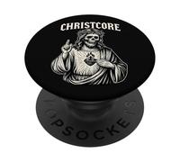 Christcore - Teschio di Gesù Sacro Cuore Cristiano Metallo Gotico PopSockets PopGrip Adesivo