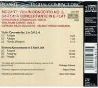 Christian Altenburger - Mozart: Violin Concerto No.3 / Sinfonia Concertante in E-flat (UK Import)