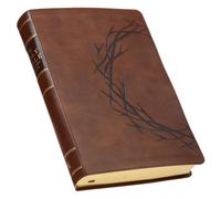 KJV Holy Bible, Giant Print Full-size Red Letter Edition, Thumb Index Tabs & Ribbon Marker, King James Version, Vegan Leather, Crown of Thorns/Amazing ... Brown 14 pt. Type (KJV Full Size GP Editions)