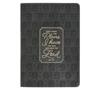 Christian Art Gifts Classic Journal for I Know the Plans Jer. 29:11 Bible Verse, Inspirational Scripture Notebook, Ribbon Marker, Black Vegan Leather Flexcover, 336 Ruled Pages, (8.6" X 6.1" X .9")