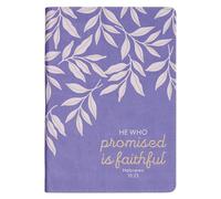 Christian Art Gifts Classic Journal He Who Promised Heb. 10:23 Bible Verse, Inspirational Scripture Notebook, Ribbon Marker, Purple Vegan Leather Flexcover, 336 Ruled Pages, (8.6" X 6.1" X .9")