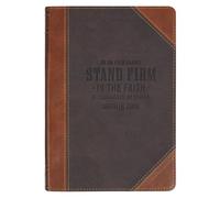 Christian Art Gifts Classic Journal Stand Firm 1 Cor. 16:13 Bible Verse, Inspirational Scripture Notebook, Ribbon Marker, Two-Tone Brown Vegan Leather Flexcover, 336 Ruled Pages, (8.6" X 6.1" X .9")