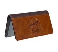 Christian Art Gifts Copertina per libretto degli assegni da uomo in pelle vegana di alta qualità: accessorio per versi biblici ispiratori dell'uomo di Dio, assegni duplicati, slot per carte