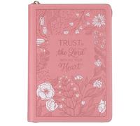 Christian Art Gifts Diario rosa in pelle vegana con cerniera, notebook da donna ispiratrice Trust in the Lord Scripture, copertina flessibile, 336 pagine a righe, segnalibro a nastro, proverbi 3:5-6