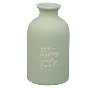 Christian Art Gifts Small Ceramic Scripture Table Vase for Flowers & Plants: He Restores My Soul Inspirational Bible Verse Home Décor, Kitchen, Bathroom, Living Room, Light Mint Green