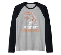 Christian Basketball Amante Religioso Baller Gesù Cristo Maglia con Maniche Raglan