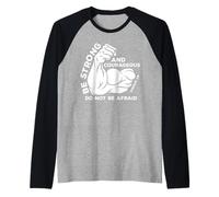 Christian Bible Design Giosuè 1:9 Sii Forte e Coraggioso Maglia con Maniche Raglan