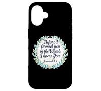 Christian Bible Pro-Life Citazione Geremia 1:5 Floral Believer Custodia per iPhone 16