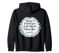 Christian Bible PRO-Life Citazione Geremia 1:5 Floral Believer Felpa con Cappuccio