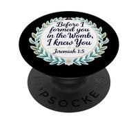 Christian Bible Pro-Life Citazione Geremia 1:5 Floral Believer PopSockets PopGrip Adesivo