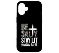 Christian Bible Verse Be Salty Stay Lit Matthew Bible Verse Custodia per iPhone 16