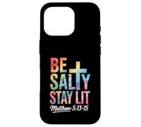 Christian Bible Verse Be Salty Stay Lit Matthew Bible Verse Custodia per iPhone 16 Pro