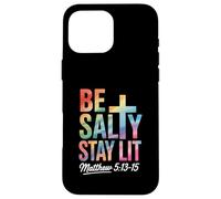 Christian Bible Verse Be Salty Stay Lit Matthew Bible Verse Custodia per iPhone 16 Pro Max