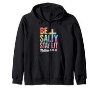 Christian Bible Verse Be Salty Stay Lit Matthew Bible Verse Felpa con Cappuccio