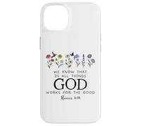 Christian Bible Verse Romans 8:28 We Know God Works for Good Custodia per iPhone 14 Plus