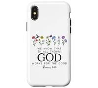 Christian Bible Verse Romans 8:28 We Know God Works for Good Custodia per iPhone X/XS