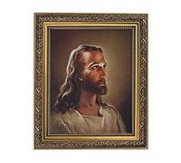 Christian Brands Stampa ispiratrice La testa di Cristo Sallman, 33 cm, cornice dorata ornata