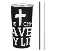 Christian Christ Jesus Save My Life 1 Bicchiere termico in acciaio inossidabile da 20 once, Tazza da viaggio per auto a doppia parete sottovuoto con coperchio a cannuccia per uomini e donne, regali d