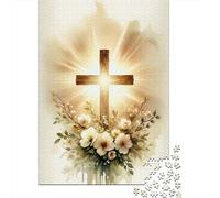 Christian Cross Light Cartone Resistente Puzzle Classico 1000 Pezzi Adulti Bambini Impossibile Sfidante Decompressione Decorazione 70x50cm/1000pcs