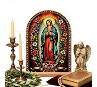 Christian Decor per la casa acrilico Vergine Maria Gesù Stand con base in legno
