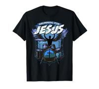 Christian Drummer T-shirt Drumming per il culto di Gesù batterista Maglietta